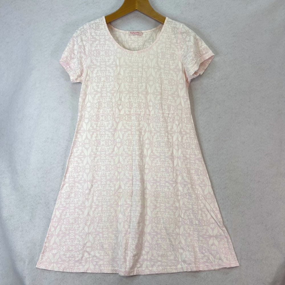 Fresh Produce Geometric Floral Lt Pink T-Shirt Dress Womens M Coastal Summer
